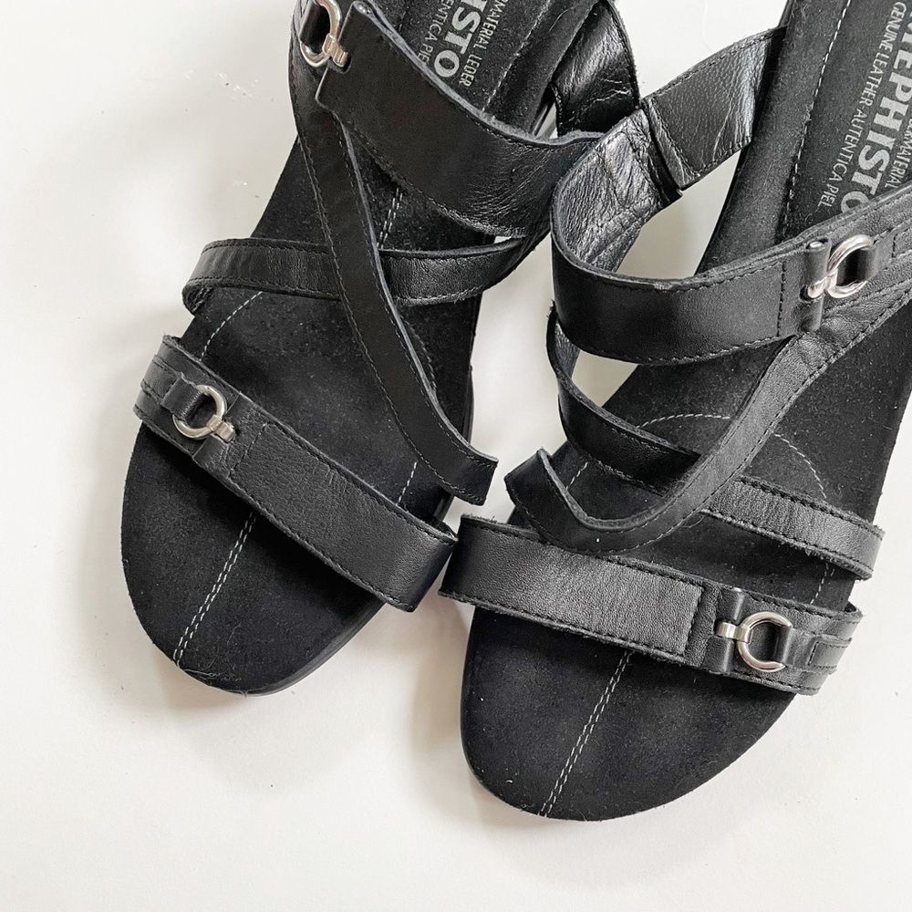 Mephisto Air Relax Black Wedge Sandals Size 38 - Picture 5 of 8